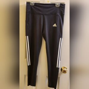 Adidas Women's Aeroready Leggins 3 Stripe Mesh. Black Color. Size Large